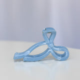 Ribbon Bow Hair Claw Clip Light Blue