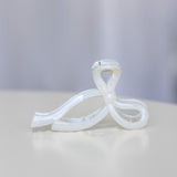 Ribbon Bow Hair Claw Clip White