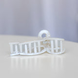 Ribbon Bow Hair Claw Clip White