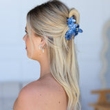 Frangpani Bouquet Hair Claw Clip Dark Blue