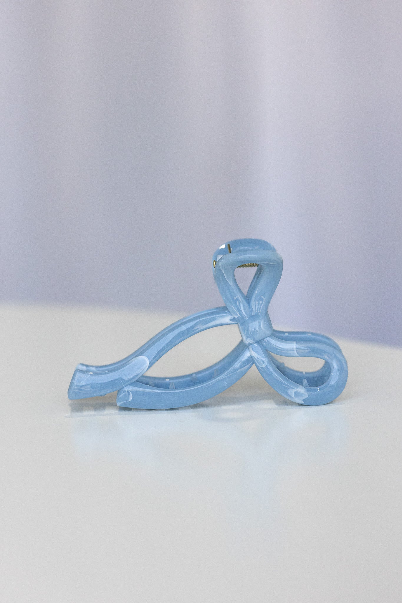 Ribbon Bow Hair Claw Clip Light Blue