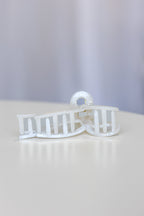 Ribbon Bow Hair Claw Clip White