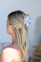 Frangpani Hair Claw Clip Light Blue