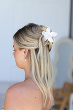 Frangpani Hair Claw Clip White