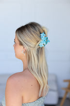 Frangpani Bouquet Hair Claw Clip Teal